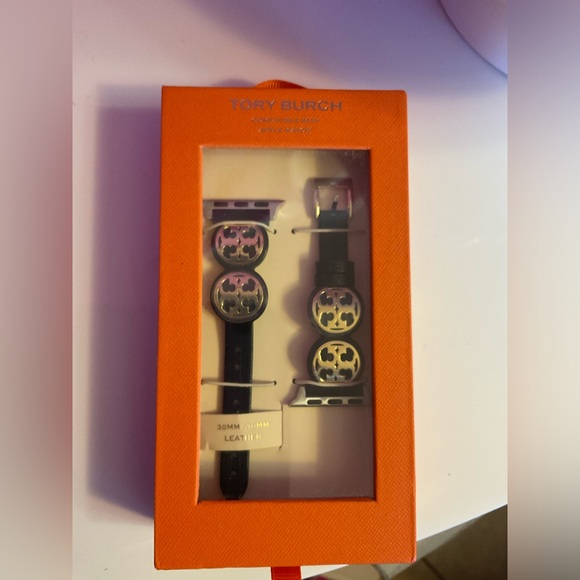 Tory Burch Accessories - TORY BURCH -Miller Logo Studded Leather Strap For Apple Watch 38mm/40mm